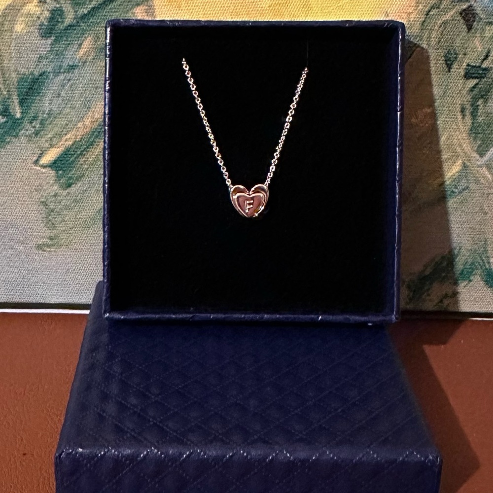 Heart “F” Gold Tone Necklace
